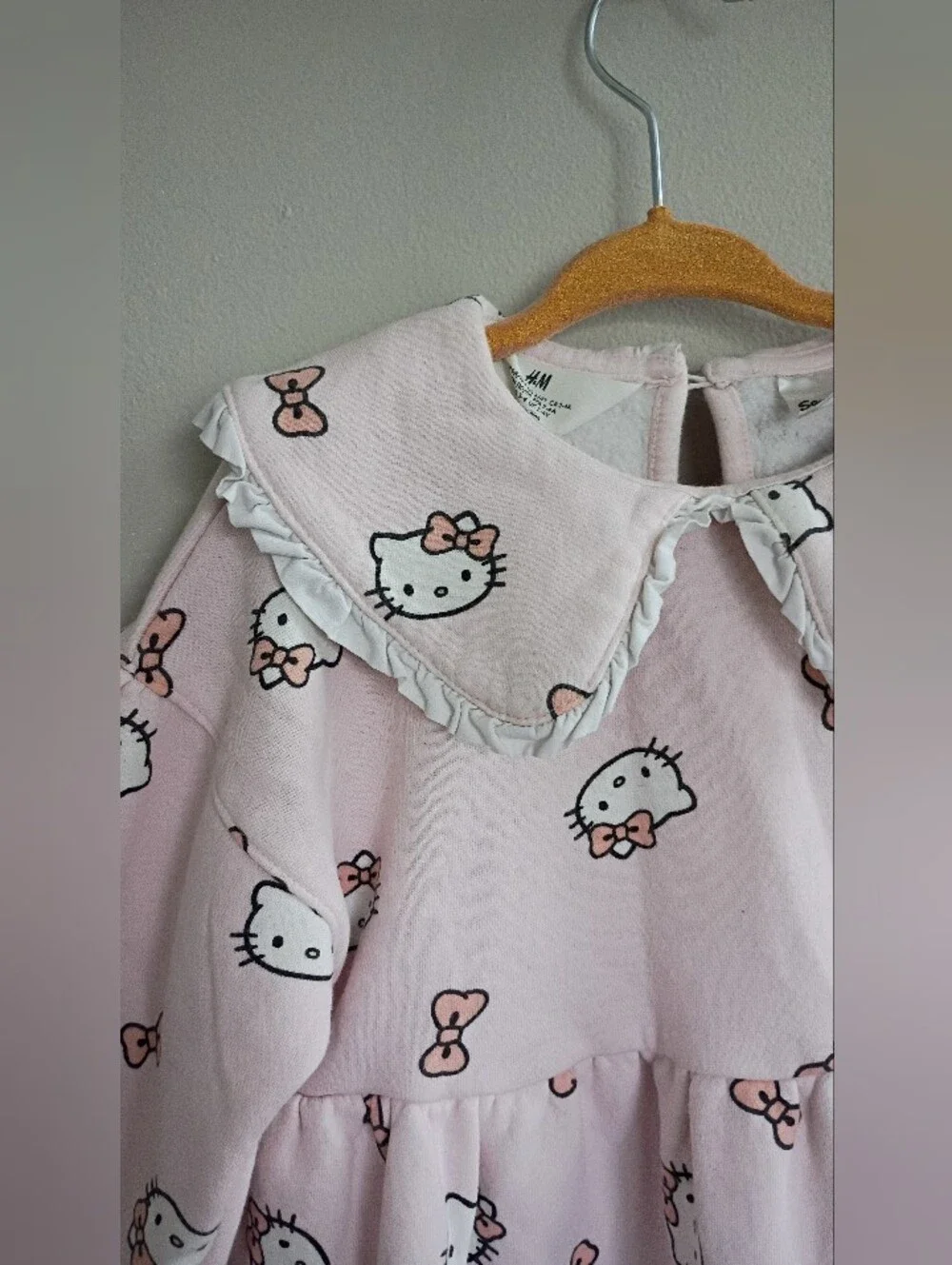 H&M Sanrio Collab, Light Pink Long-Sleeve Nightgown Dress with Peter Pan Collar